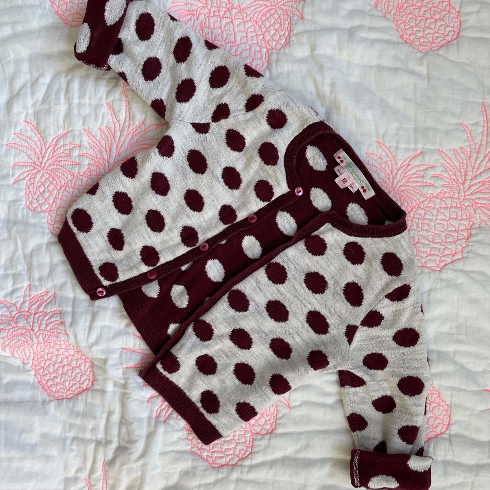 Bonpoint polka dot knit cardigan